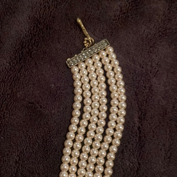 HEIDI DAUS 6 STRAND PEARL & CLEAR CRYSTAL BELGIUM DISK DECO NECKLACE/CHOKER - Picture 5 of 8